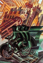 Fortunato Depero - Il Ciclista Attraversa la città. 1945